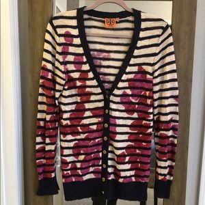 Tory Burch stripe floral cardigan